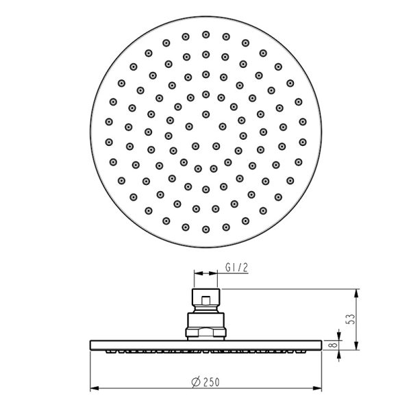 TS214 — Round Shower Head BTSY02_drawing