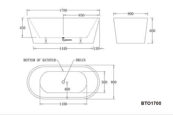 TB111 OSLO Freestanding Bathtub in Black BTO1700