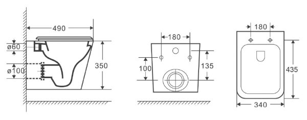 TT316 – KANSAS Rimless Wall Hung Pan T052E_drawing