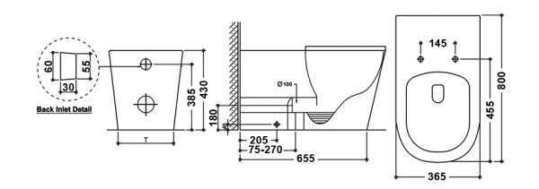 MADRID Special Disabled Wall Hung Rimless TT323