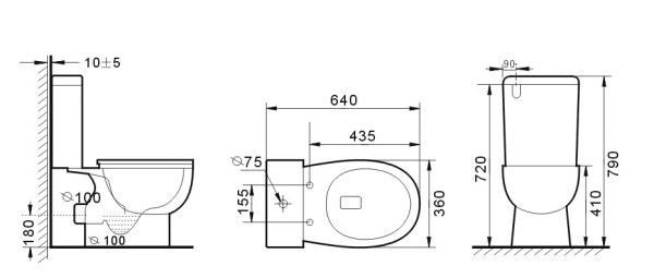 TTN211 — YORK Rimless Toilet Suite T6009P_drawing