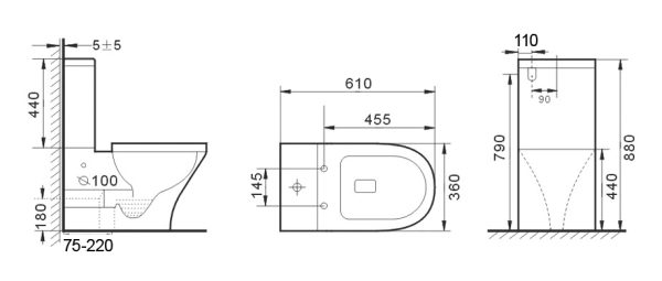 TTN121 — LYON Rimless & Tornado Toilet Suite T6096_drawing-5