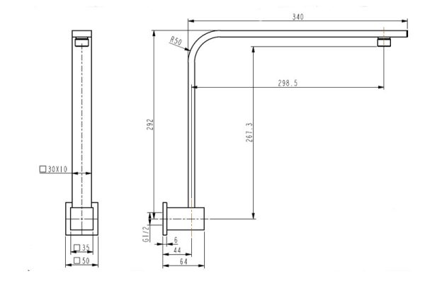 TS313 — Square Shower Arm btg065-drawings