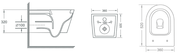 BERTON Wall Hung Rimless Toilet Pan ATN612