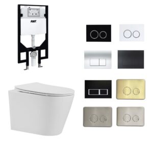 Topware wall hung toilet package with 8 color of button selections