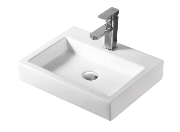 LUCCI 480* 380 mm Rectangle Above Counter Basin Gloss White TBS253