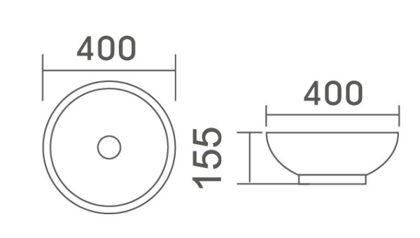 ETERNAL 400 mm Round Above Counter Basin Gloss White TBS245