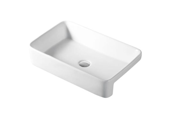 LEENA 595* 370 mm Rectangle Semi Recessed Basin Gloss White TBS 513