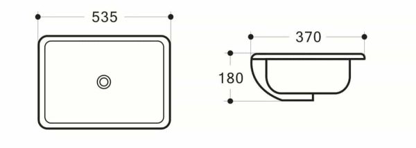 DUNK 535* 370 mm Rectangle Under Counter Basin Gloss White TBS315