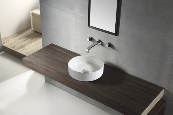 JAMIE 355 mm Round Above Counter Basin Gloss White TBS239