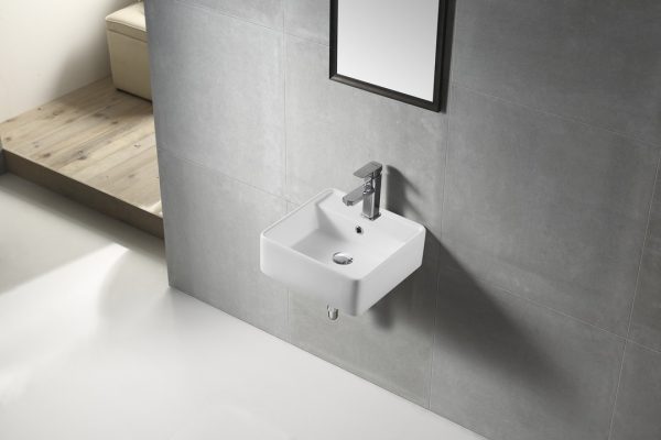 COCO 410 mm Square Wall Hung Basin Gloss White TBS122