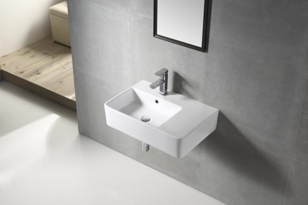 URBANO 615* 420 mm Left/ Right Hand Wall Hung Basin Gloss White TBS116