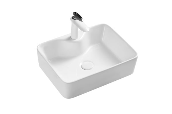 BRONTE 400* 300 mm Rectangle Above Counter Basin Gloss White TBS238