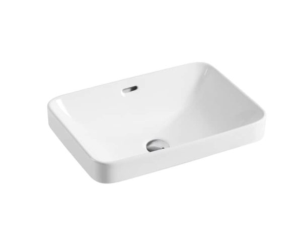 NERO 515* 365 mm Rectangle Semi Inset Basin Gloss White TBS611