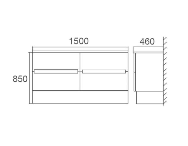 BELLA 1500 Gloss White Free Standing Vanity TV241