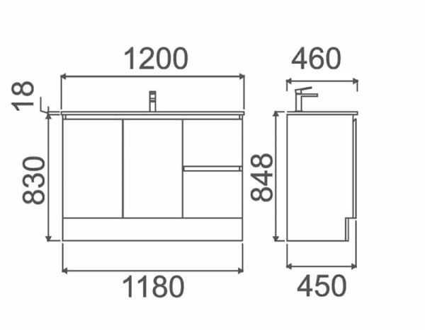 ROXIO 1200 Gloss White Free Standing Vanity