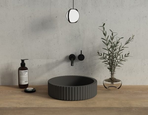 PIAZA 400 mm Round Above Counter Basin Matt Black TBS237