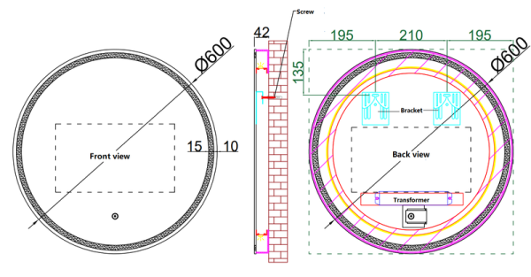 ECLIPSE 600mm Round Backlit LED Bathroom Mirror TM207