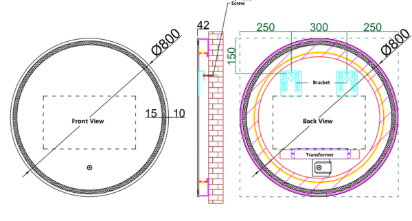 ECLIPSE 800mm Round Backlit LED Bathroom Mirror TM208