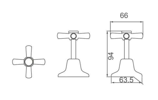 BATHMATES Wall Top Assembly Handles Chrome