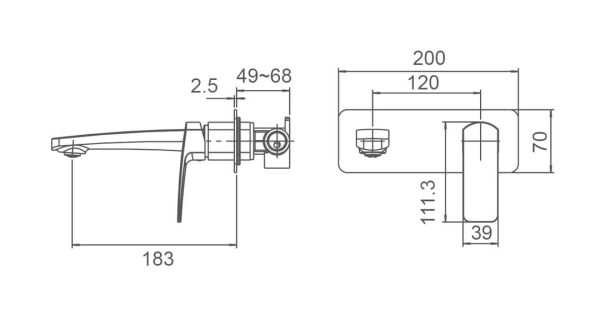 BRAVO Basin/ Bath Wall Mixer and Spout Set