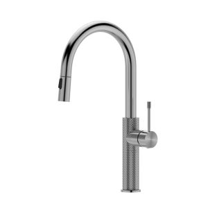 TIARA Knurled Kitchen Sink Mixer Tap With Pull Out Spray