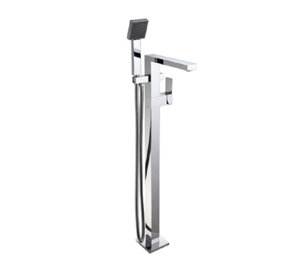 ACQUA Square Freestanding Bath Filler Tap & Hand Shower - Chrome