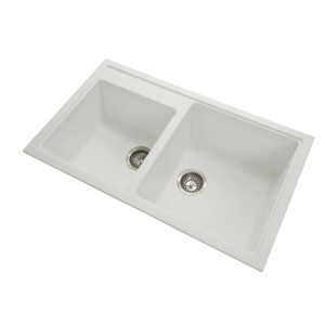 860 x 500mm Carysil White Double Bowl Granite Kitchen Sink
