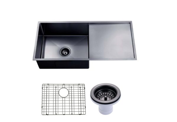 960*450mm Stainless Steel Hand-made Single Bowl Drainboard Kitchen Sink