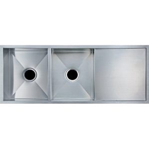 1160x460mm Gun Metal Grey Handmade Double Bowl Drainer Board Kitchen Sink