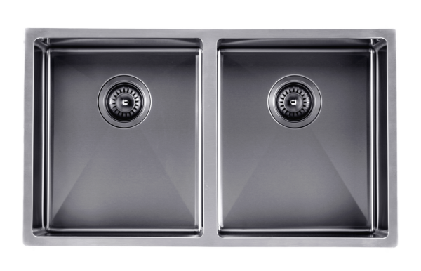 770x450mm Handmade Gun Metal Grey Double Bowls Kitchen Sink
