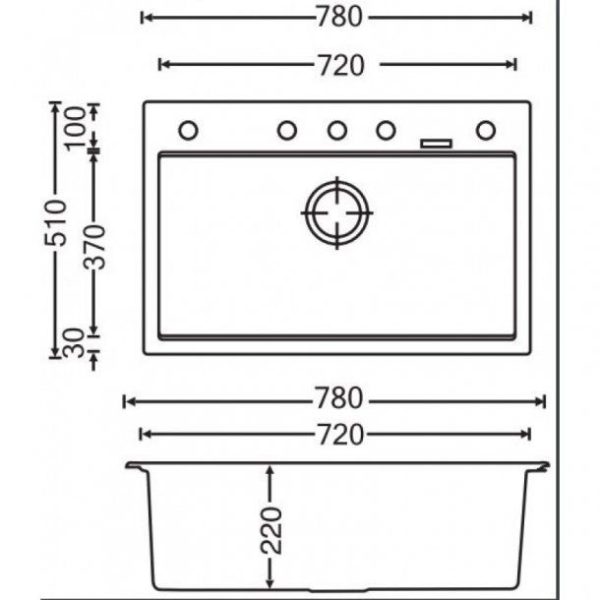 780 x 510mm Carysil Grey Granite Stone Kitchen Sink