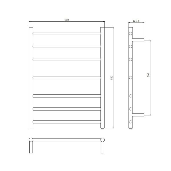 Round Chrome Electric Heated Towel Rack 7 Bars