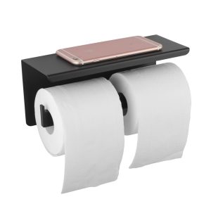 BLAZE Chrome Double Toilet Paper Holder with Cover