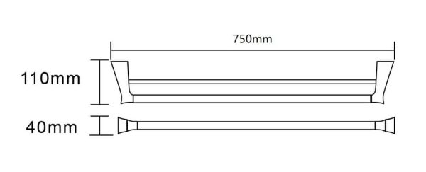 EXON 750mm Single Towel Rail - Gun Metal