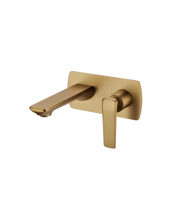 Norico Esperia Brushed Brass Gold Basin/ Bath Wall Mixer With Spout
