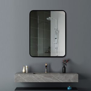 500*650*40mm Square Black Aluminium Framed Wall Mirror