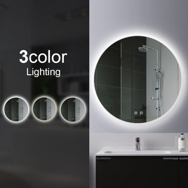 900mm Round 3 Color Lighting Backlit Touch Sensor Switch Wall Mounted Acrylic LED Mirror
