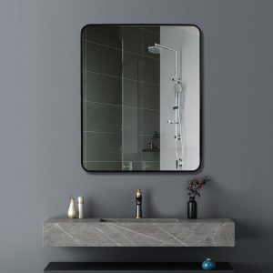 500*650*40mm Square Black Aluminium Framed Wall Mirror