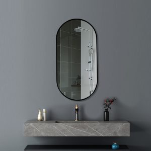 450x900mm Oval Black Framed wall Mirror