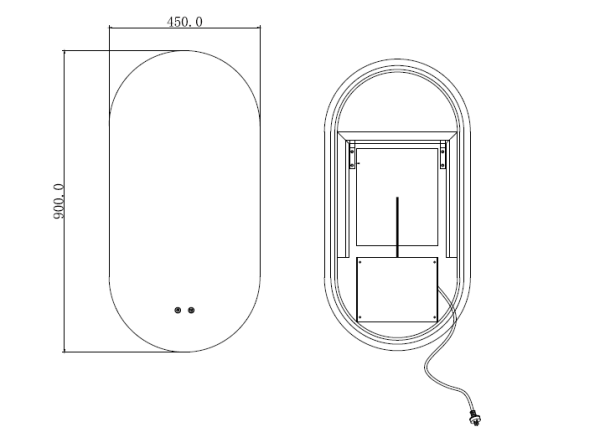 450x900mm Oval Shape Backlit LED Mirror