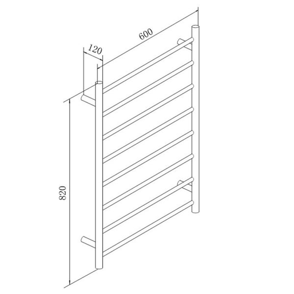 Square Black Electric Heated Towel Rack 8 Bars