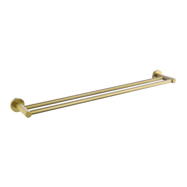 TIARA 750mm Knurled Double Towel Rail - Brushed Brass