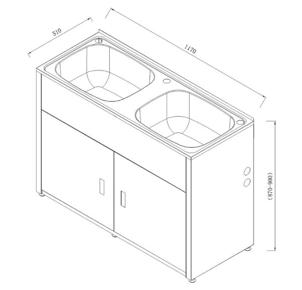 LAVASSA Double Bowl Laundry Trough & Cabinet 2x45L