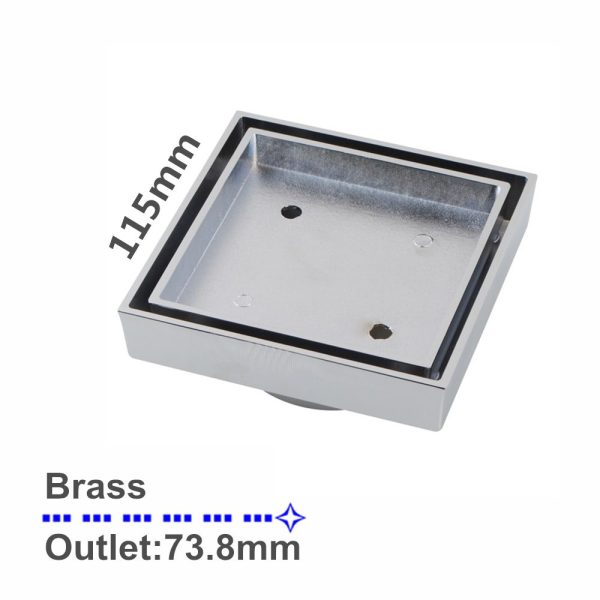 115mm Square Smart Tile Insert Floor Waste Drain Chrome