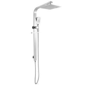 250mm Square Chrome Wide Rail Shower Station with 3 Functions Handheld