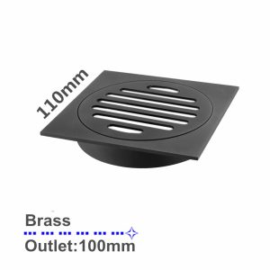 110mm Square Floor Waste Shower Grate Drain Outlet Black Brass