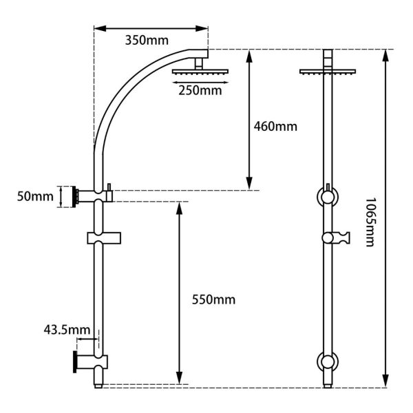 250mm Round Chrome Shower Station Top Inlet