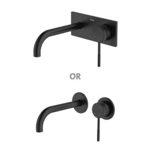POCO Knurled Basin/ Bath Wall Mixer Tap Set 165MM in Black
