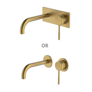 POCO Knurled Basin/ Bath Wall Mixer Tap Set 165MM in Brushed Brass
